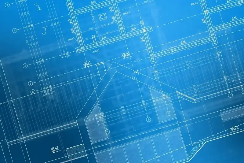 Una representación gráfica de un plano de construcción con detalles arquitectónicos.